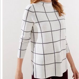 Loft Windowpane Mockneck Sweater